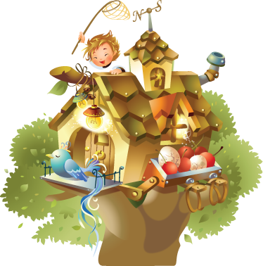 Vinyl teppich spiele kinderzimmer baumhaus design - TenStickers