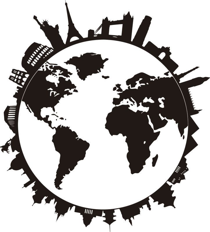 Vinyl teppich weltkarte mit monumenten - TenStickers