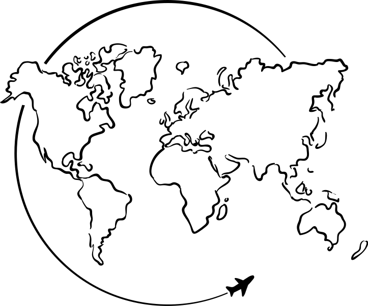 Vinyl teppich weltkarte mit flugzeugkreis - TenStickers