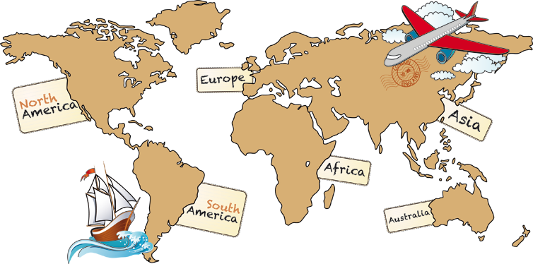 Vinyl teppich weltkarte mit englischen kontinenten - TenStickers