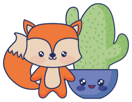 Vinyl teppich kinderzimmer anime kaktus und fuchs - TenStickers
