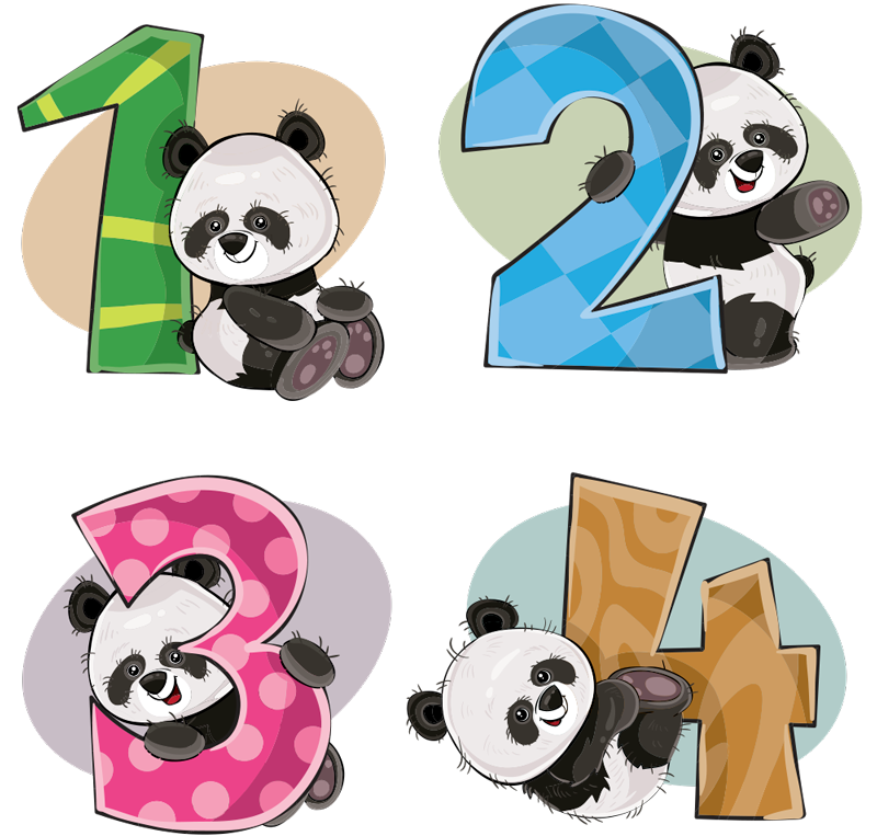 Vinyl teppich kinderzimmer mit 4 pandas - TenStickers
