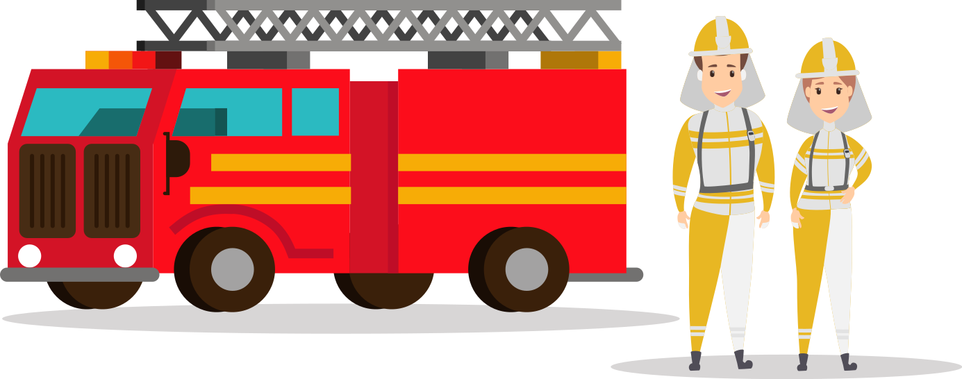 Vinyl teppich kinderzimmer feuerwehrmann und frau auto - TenStickers