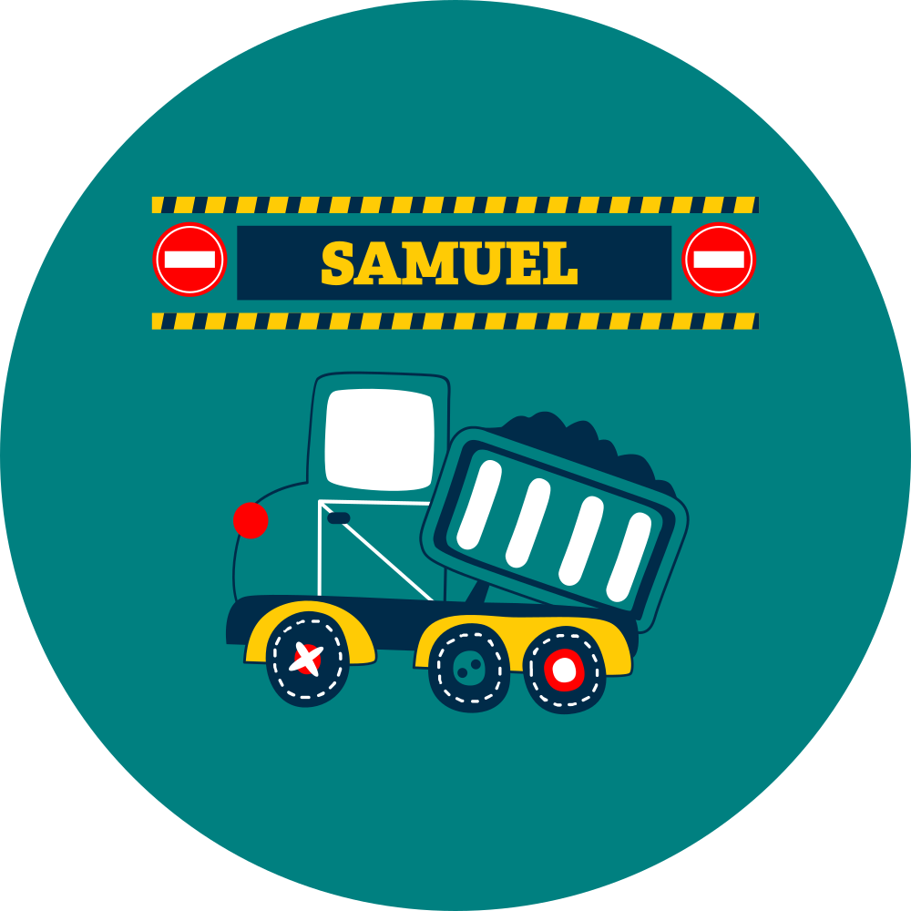 Vinyl teppich kinderzimmer mit personalisiertem baufahrzeug - TenStickers