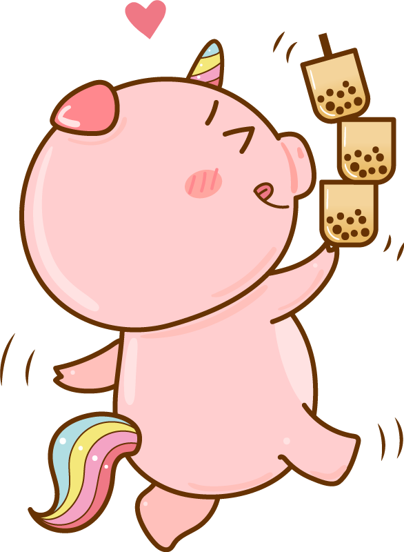 Vinyl teppich kinderzimmer mit cartoon schwein einhorn - TenStickers