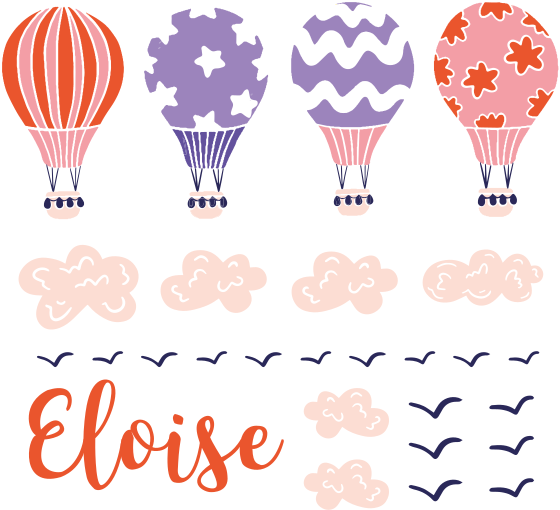 Vinyl teppich kinderzimmer mit rosa und lila luftballons - TenStickers