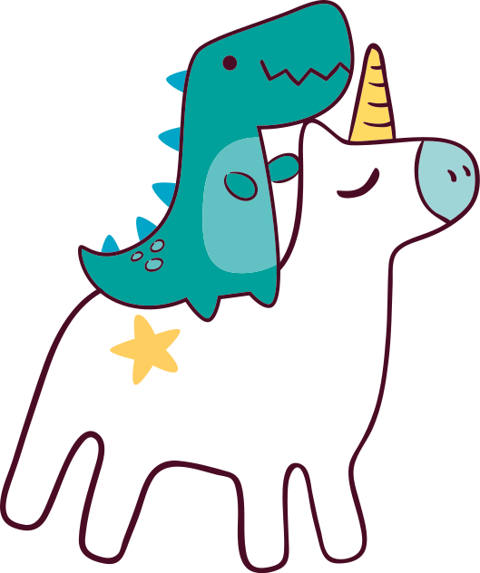 Vinyl teppich kinderzimmer einhorn und dinosaurier design - TenStickers