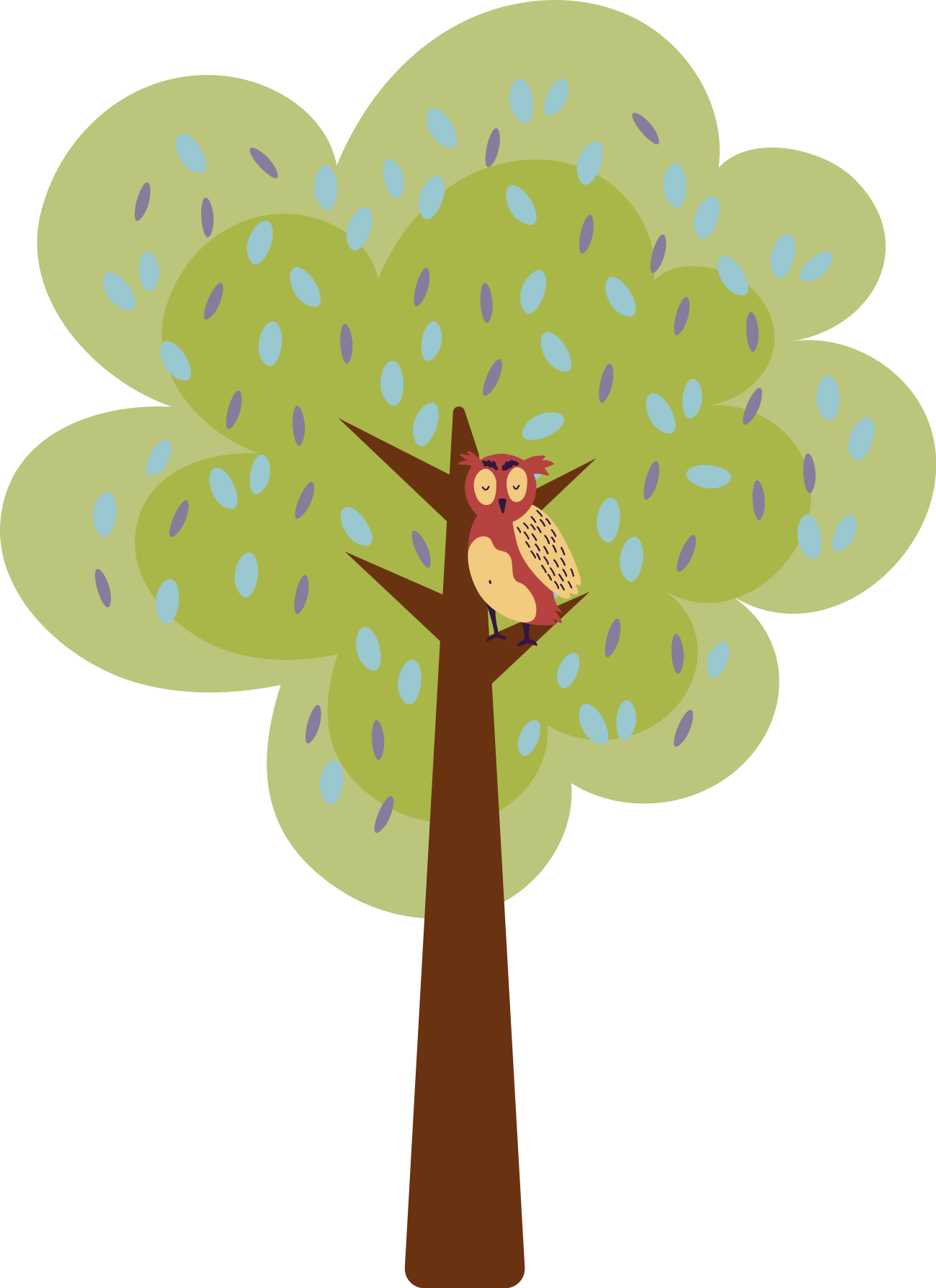 Vinyl teppich kinderzimmer mit buntem baum und eule - TenStickers