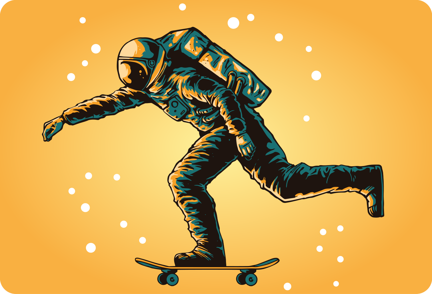 Vinyl teppich kinderzimmer astronaut beim skateboarden - TenStickers