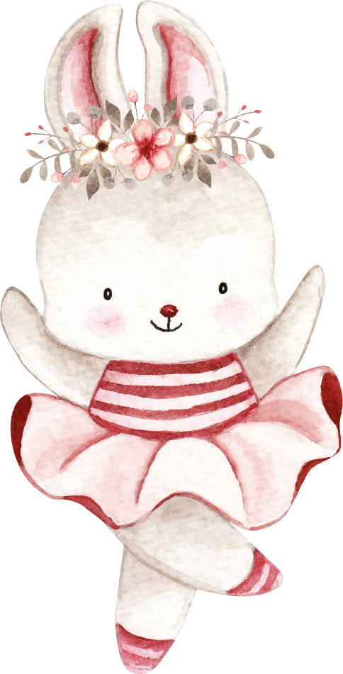 Vinyl teppich kinderzimmer ballerina hase in rosen - TenStickers