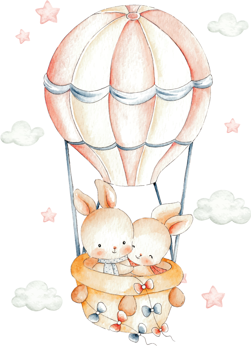 Vinyl teppich kinderzimmer mit luftballon hase - TenStickers