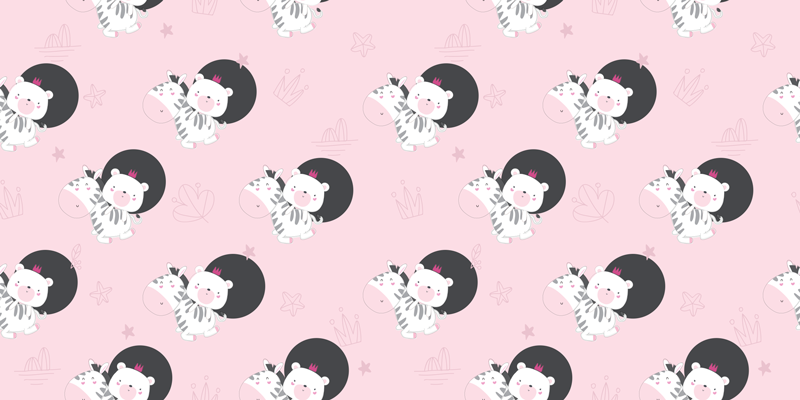 Vinyl teppich kinderzimmer baby zebra und bär möbel - TenStickers