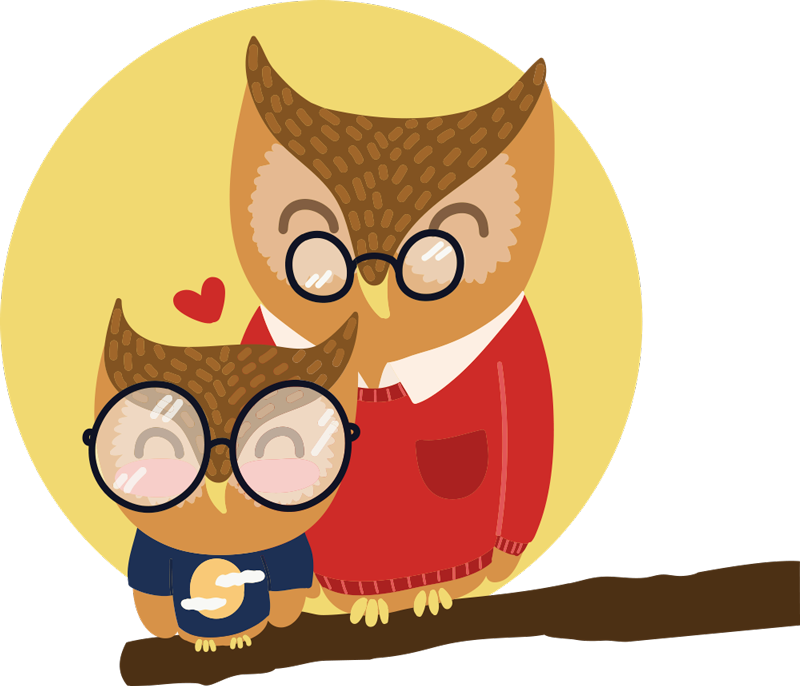 Vinyl teppich kinderzimmer sohn und vater eule - TenStickers