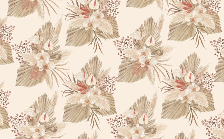 Vinyl teppich bad mit getrockneten blumen und pampasgras - TenStickers