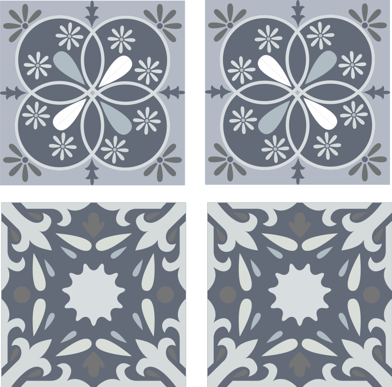 Vinyl teppich bad blauer original blumenfliesenaufkleber - TenStickers