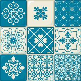 Vinyl teppich bad mit grau-blauem muster - TenStickers