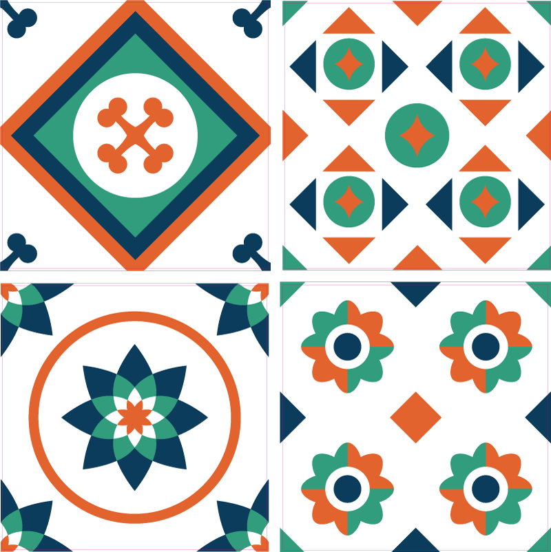 Vinyl teppich bad mit geometrischen fliesen - TenStickers
