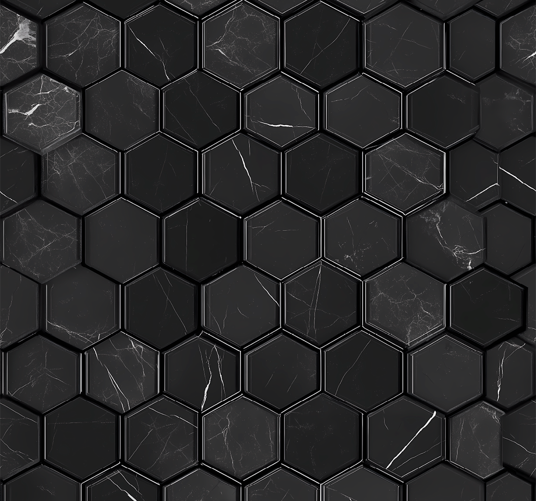 Vinyl teppich bad in schwarz hexagon - TenStickers