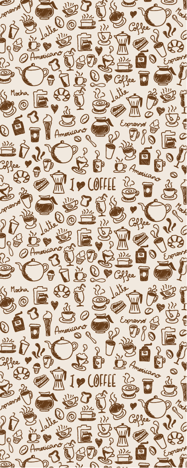 Vinyl teppich küche mit kaffeemotiv für türen - TenStickers