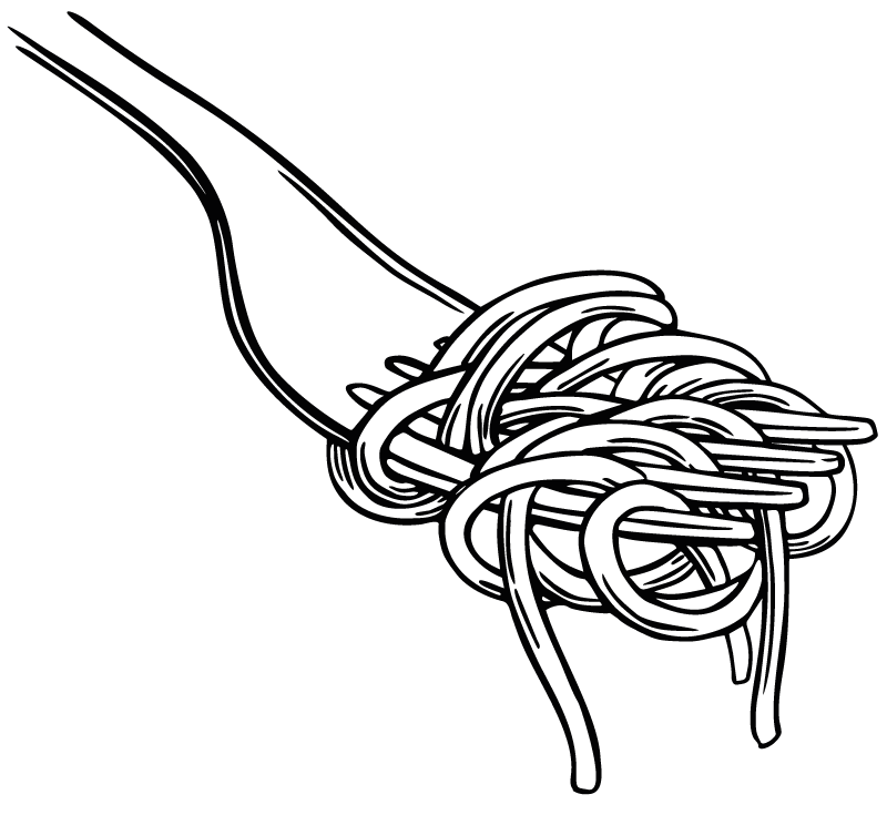 Vinyl teppich küche im stil einer spaghetti gabel - TenStickers