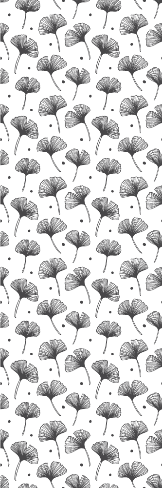 Vinyl teppich küche mit ginkgo blättern weißes muster - TenStickers