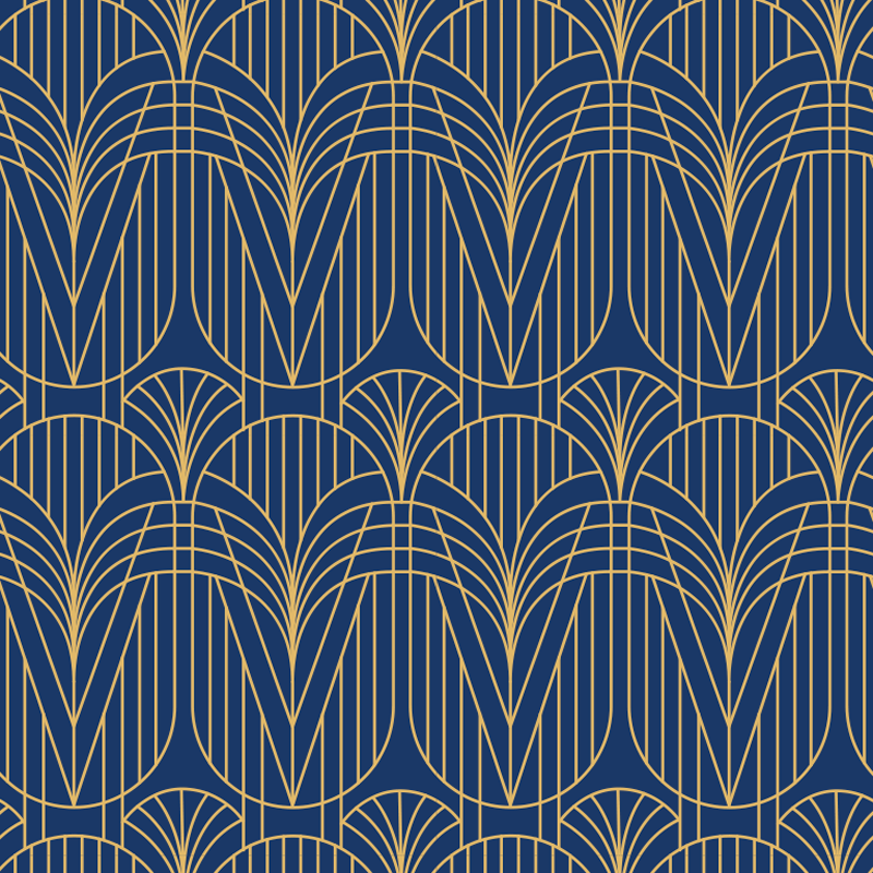 Vinyl teppich küche mit art deco muster in gold - TenStickers