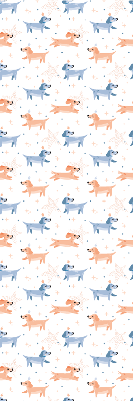 Vinyl teppich schlafzimmer mit süßen hunden und krone - TenStickers