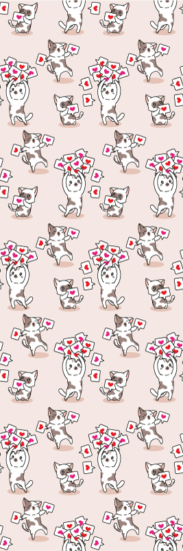 Vinyl teppich schlafzimmer katzen mit herzmustern - TenStickers