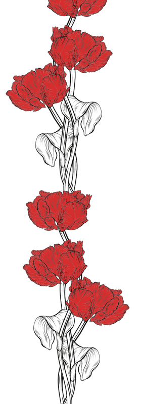 Vinyl teppich schlafzimmer mit rotem tulpenmuster - TenStickers