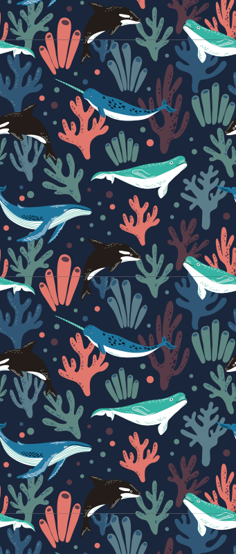 Vinyl teppich schlafzimmer mit bunten meeresbewohnern - TenStickers