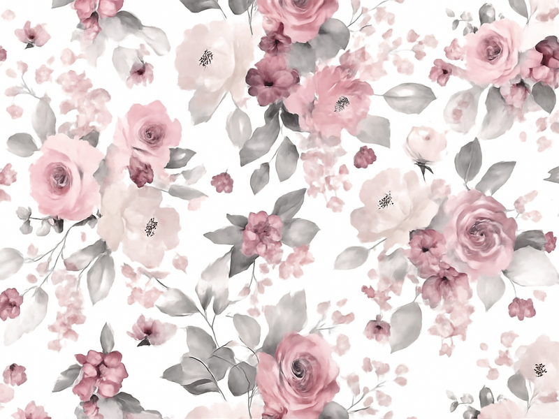 Vinyl teppich schlafzimmer graues zartes blumenmuster - TenStickers