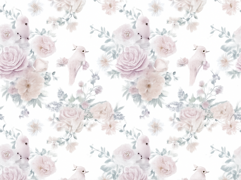 Vinyl teppich schlafzimmer graues elegantes blumenmuster - TenStickers