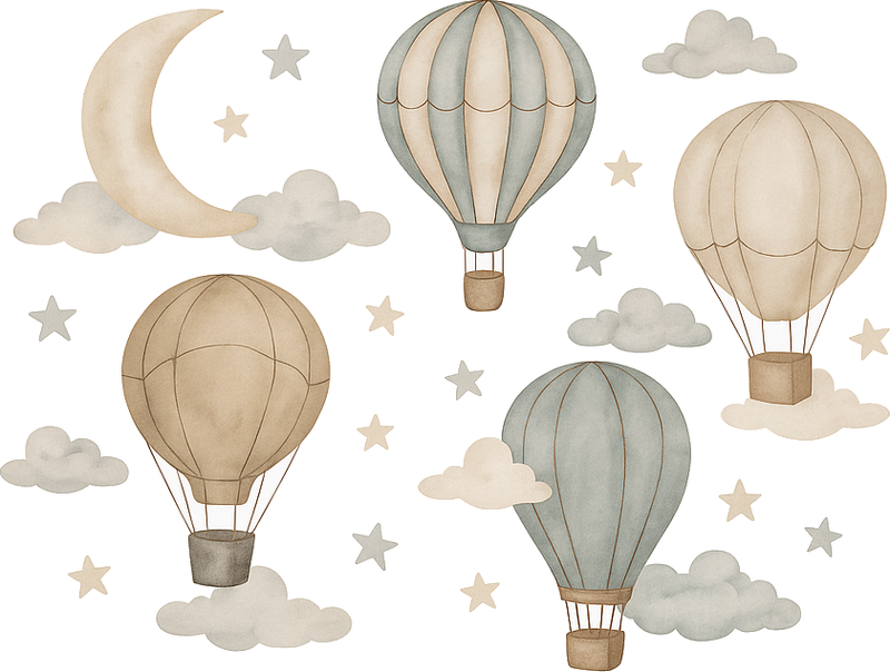 Vinyl teppich schlafzimmer mit sternenballons - TenStickers