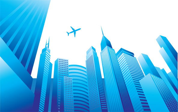 Vinyl teppich schlafzimmer stadt und fliegendes flugzeug - TenStickers