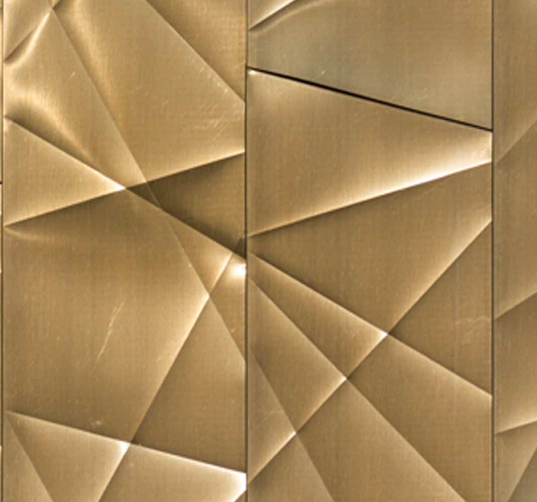 Vinyl teppich büro mit 3d goldene polygonstruktur - TenStickers