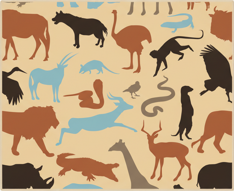 Vinyl teppich schlafzimmer silhouette safari tiere - TenStickers
