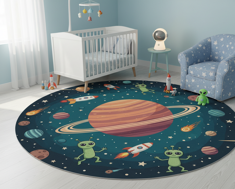 Vinyl teppich schlafzimmer mit lustigen aliens illustration - TenStickers
