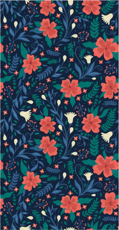 Vinyl teppich schlafzimmer mit nordischen blumenmotiven - TenStickers