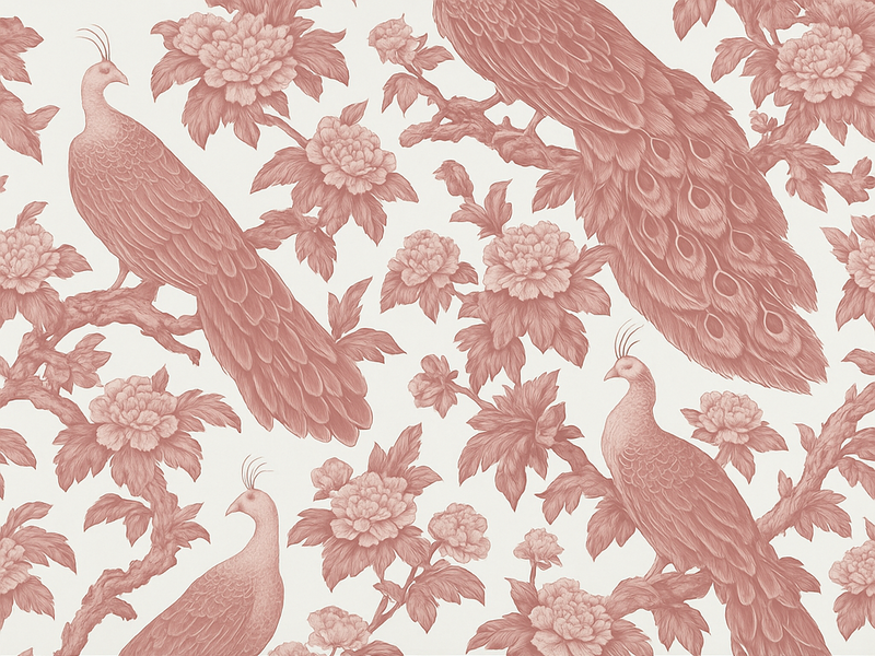 Vinyl teppich schlafzimmer mit rosa pfauenmuster - TenStickers