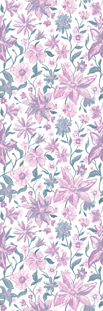 Vinyl teppich schlafzimmer mit rosa und grauen rosen - TenStickers