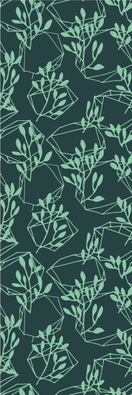 Vinyl teppich schlafzimmer mit grünen vintage-pflanzen - TenStickers