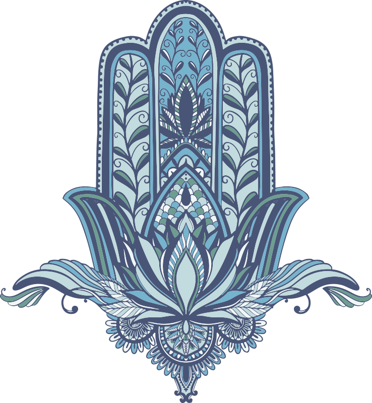 Vinyl teppich schlafzimmer mit blauer hamsa hand - TenStickers
