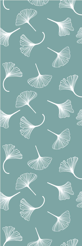 Vinyl teppich nordisch mit hellblauem ginkgo-blatt-muster - TenStickers