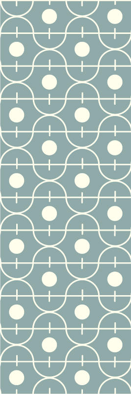 Vinyl teppich nordisch mit blauem japandi muster - TenStickers