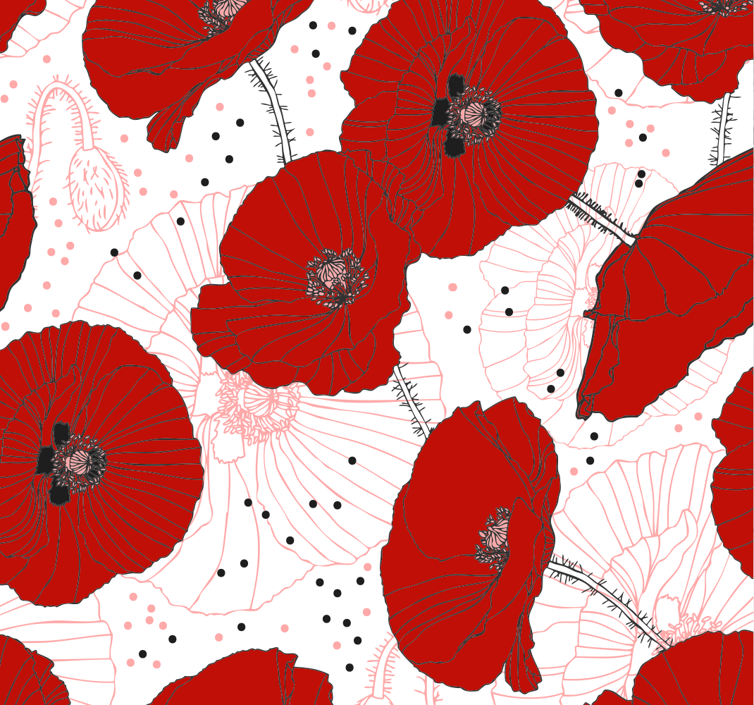 Vinyl teppich natur mit blumenmuster in rot - TenStickers