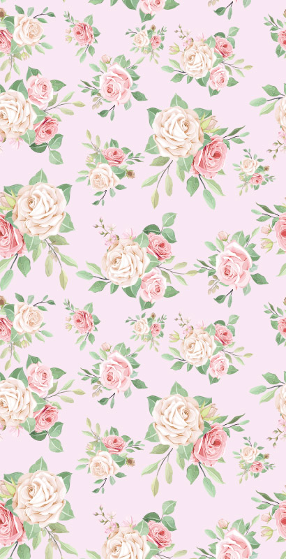 Vinyl teppich natur mit rosa pfingstrosen auf grau - TenStickers