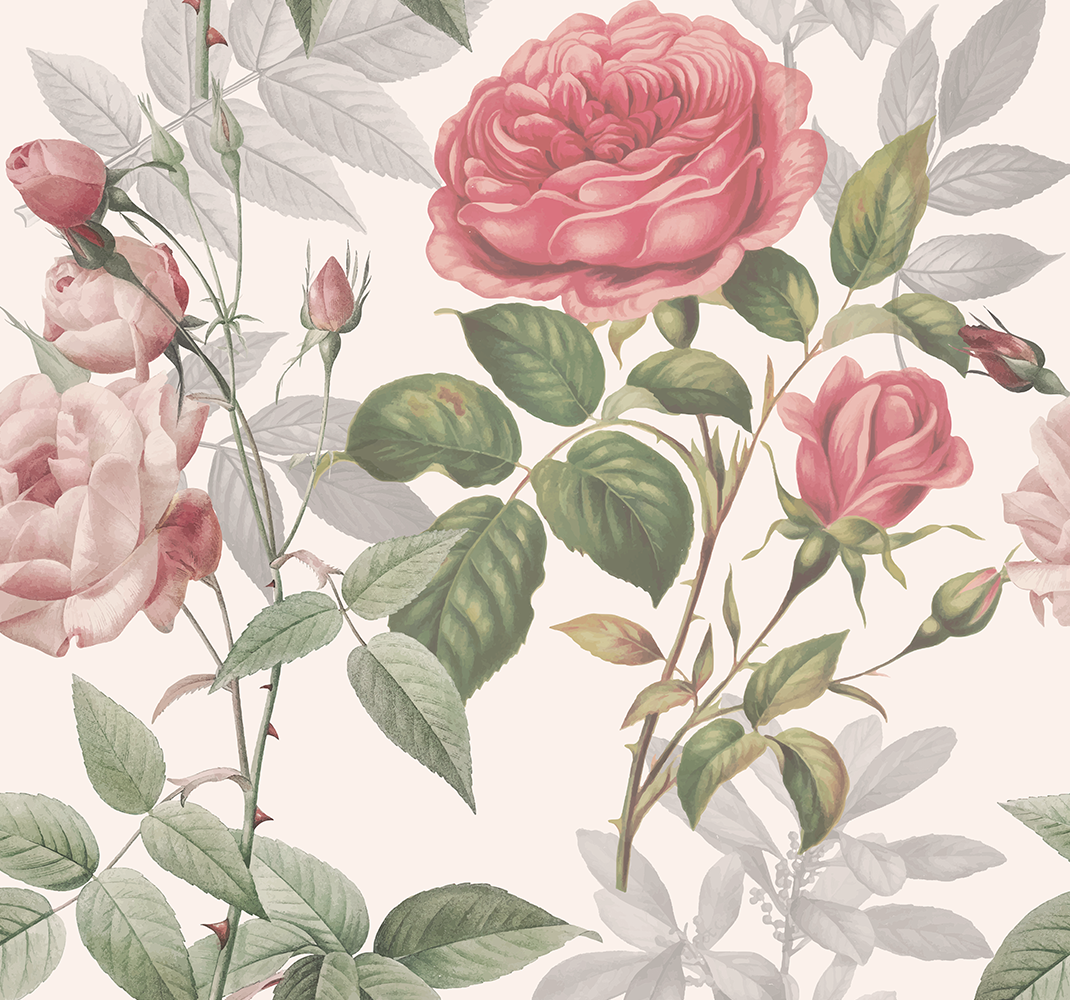 Vinyl teppich natur mit großen rosen - TenStickers