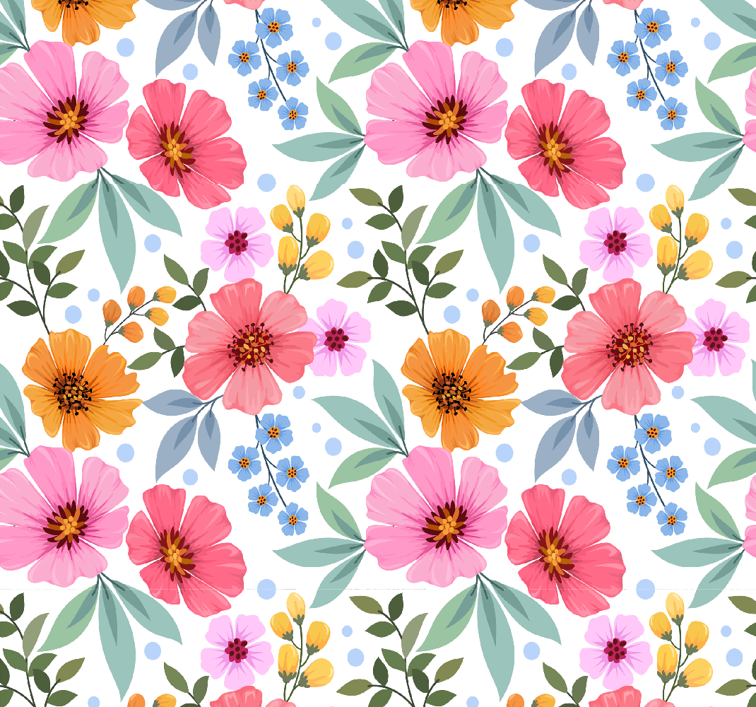 Vinyl teppich natur bunte blumen auf weißem hintergrund - TenStickers