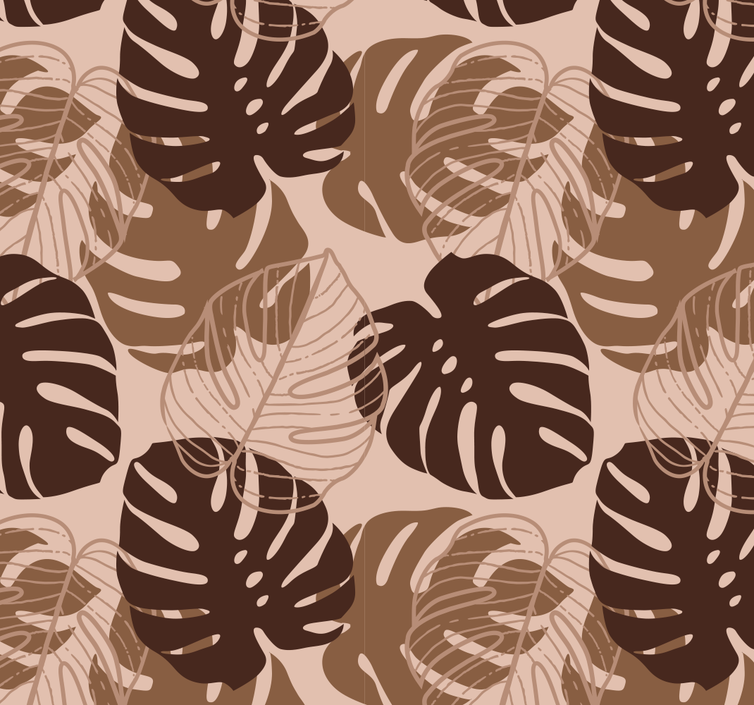 Vinyl teppich natur mit brauner monstera deliciosa - TenStickers