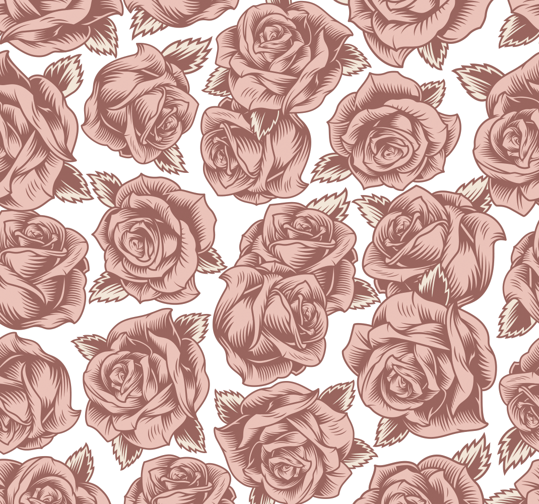 Vinyl teppich natur mit retro rosen - TenStickers